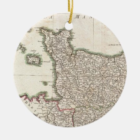 Vintage Map Of Normandy (1771) Ceramic Ornament