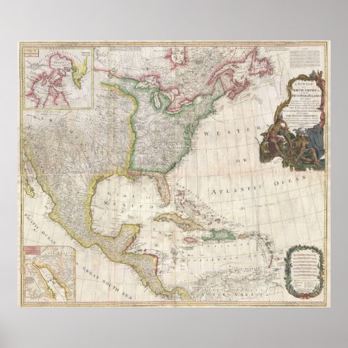 Vintage Map of North America 1794 Poster