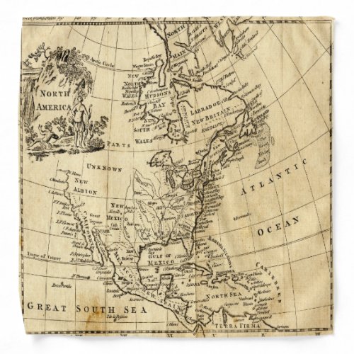Vintage Map of North America Bandana