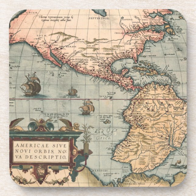 Vintage Map of North America Beverage Coaster (Front)