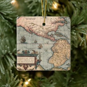 Vintage Map of North America Ceramic Ornament