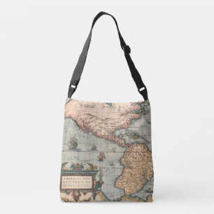 Vintage Map of North America Crossbody Bag