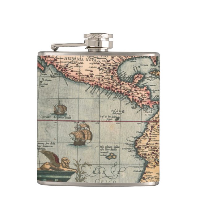 Vintage Map of North America Flask (Front)