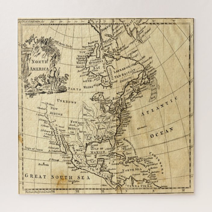 Vintage Map of North America Jigsaw Puzzle | Zazzle.com