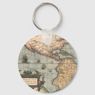 Vintage Map of North America Keychain