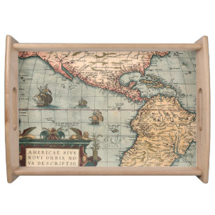 Vintage Map of North America Serving Tray