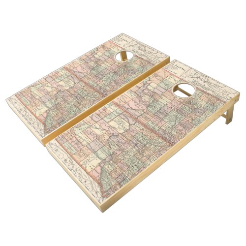 Vintage Map of North and South Dakota 1891 Cornhole Set