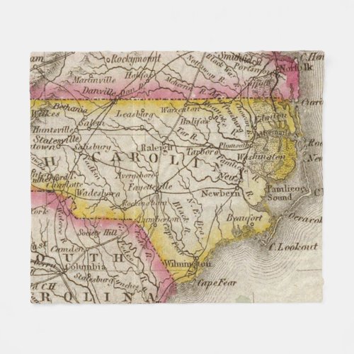Vintage Map of North Carolina 1822 Fleece Blanket