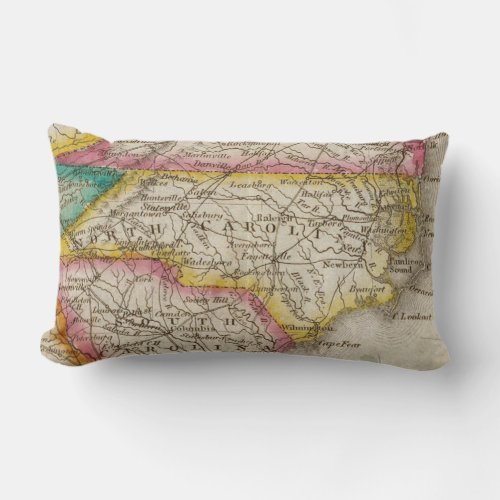 Vintage Map of North Carolina 1822 Lumbar Pillow