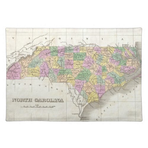 Vintage Map of North Carolina 1827 Cloth Placemat