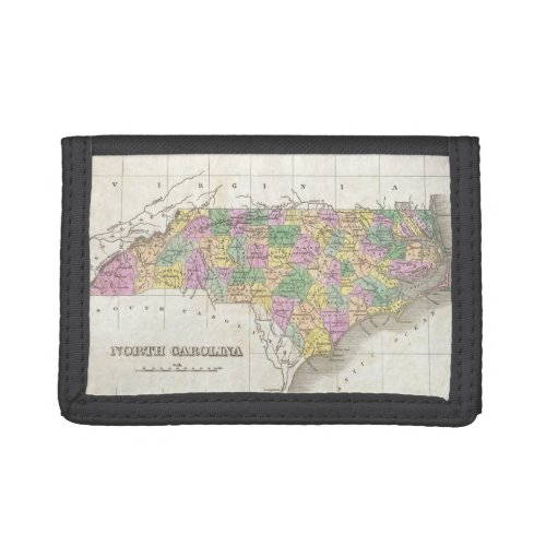 Vintage Map of North Carolina 1827 Tri_fold Wallet