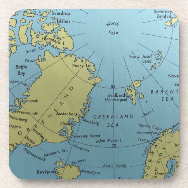 Vintage map of North Pole Beverage Coaster (Front)