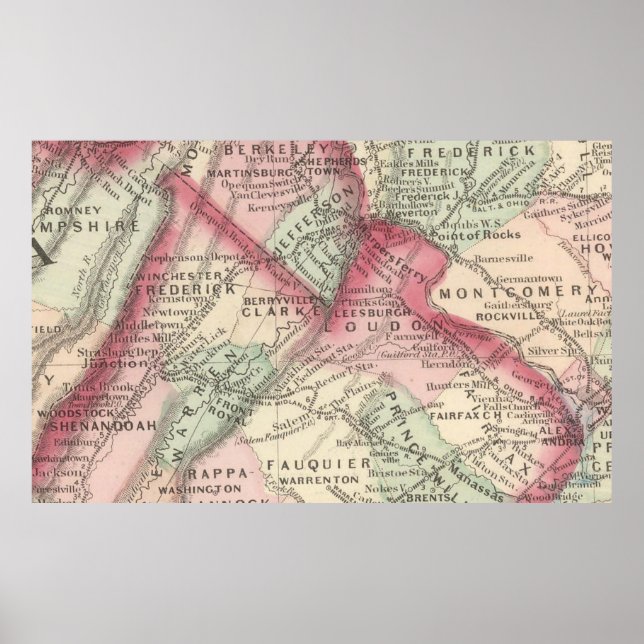 Vintage Map of Northern Virginia (1875) Poster (Front)