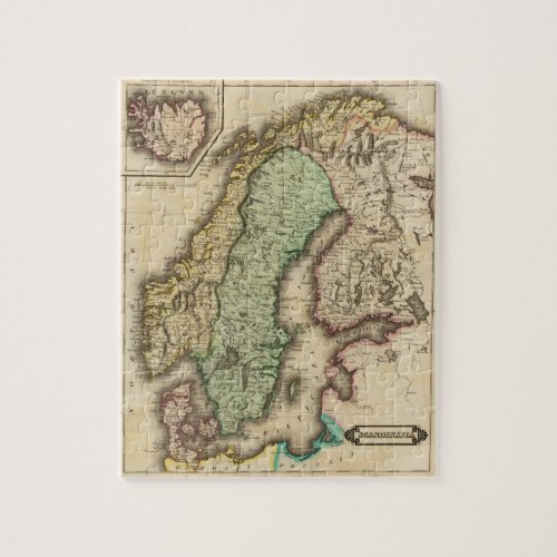 Vintage Map of Norway and Sweden 1831 Jigsaw Puzzle