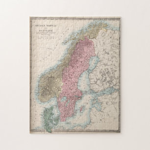 Vintage Map of Norway and Sweden (1865) Jigsaw Puzzle