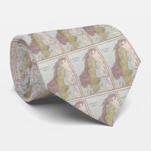 Vintage Map of Norway and Sweden 1912 Neck Tie