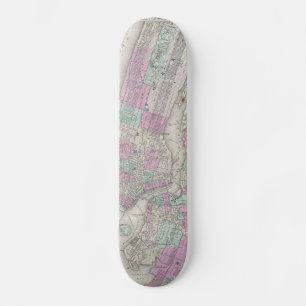Vintage Map of NYC and Brooklyn (1866) Skateboard Deck