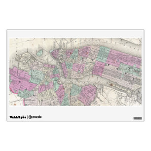 Vintage Map of NYC and Brooklyn (1866) Wall Sticker