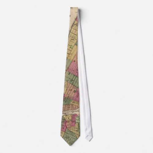 Vintage Map of NYC and Brooklyn 1868 Neck Tie