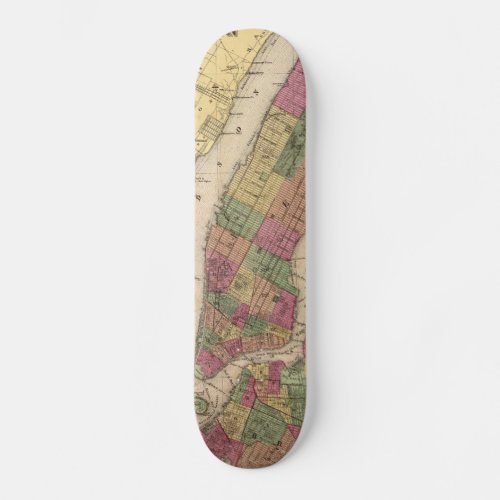Vintage Map of NYC and Brooklyn 1868 Skateboard