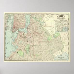 Vintage Map of NYC and Brooklyn (1897) Poster