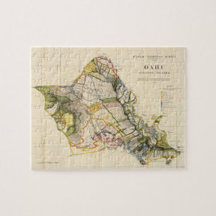Vintage Map of Oahu Hawaii (1906) Jigsaw Puzzle