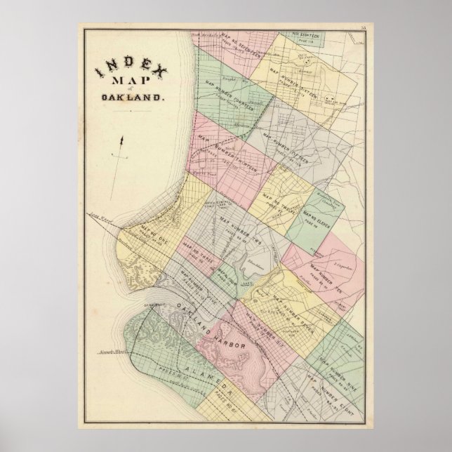 Vintage Map of Oakland California (1878) Poster (Front)