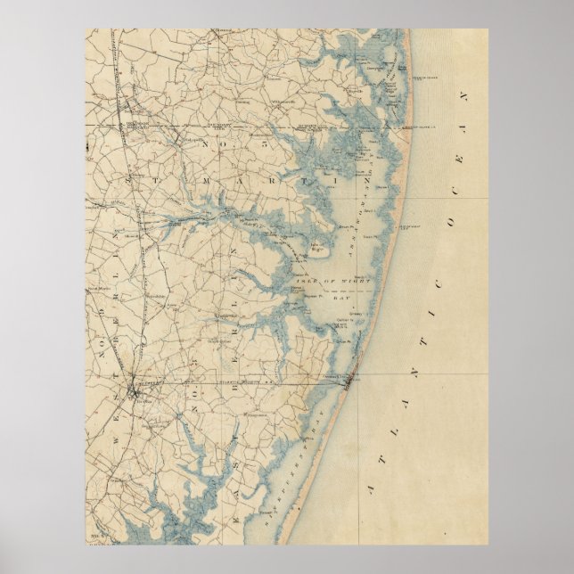 Vintage Map of Ocean City Maryland (1900) Poster (Front)