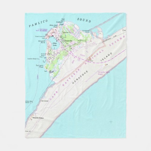 Vintage Map of Ocracoke North Carolina 1948 Fleece Blanket