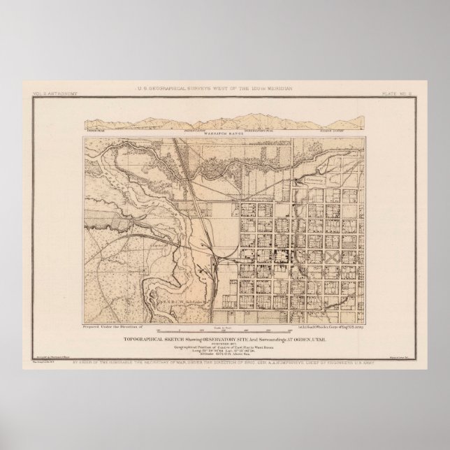 Vintage Map of Ogden UT (1877) Poster (Front)