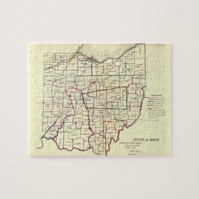 Vintage Map of Ohio (1866) Jigsaw Puzzle (Horizontal)