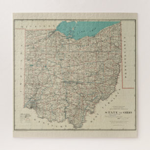 Vintage Map of Ohio (1887) Jigsaw Puzzle