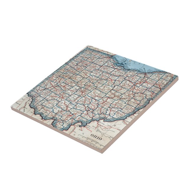 Vintage Map of Ohio (1921) Ceramic Tile (Side)