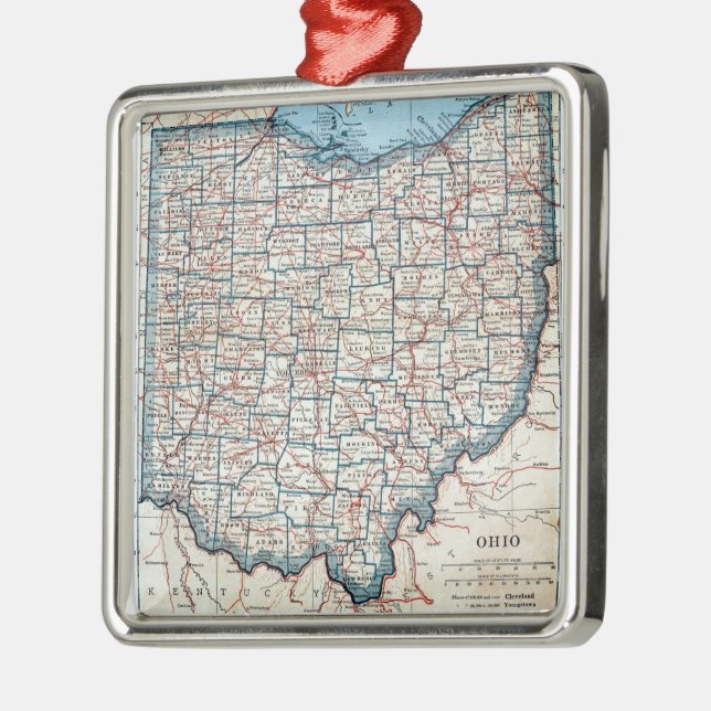 Vintage Map of Ohio (1921) Metal Ornament (Left)