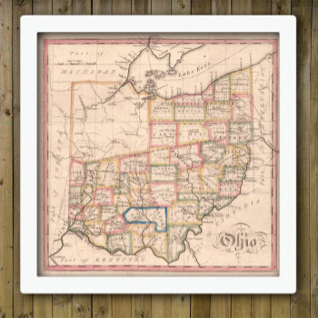 Vintage Map Of Ohio Poster by whereabouts at Zazzle