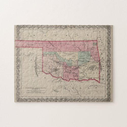 Vintage Map of Oklahoma 1869 Jigsaw Puzzle