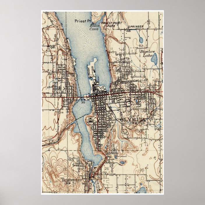 Vintage Map of Olympia Washington (1934) Poster | Zazzle.com