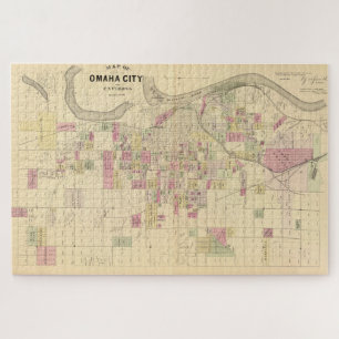 Vintage Map of Omaha Nebraska (1885) Jigsaw Puzzle