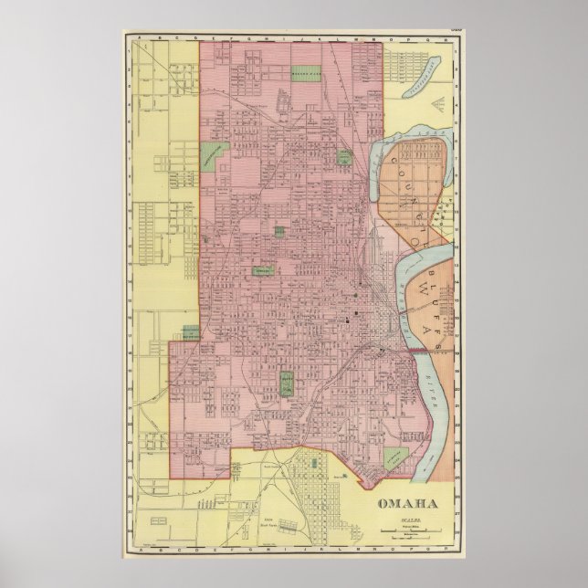 Vintage Map of Omaha Nebraska (1903) Poster (Front)