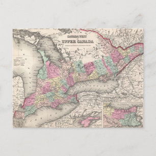 Vintage Map of Ontario (1857) Postcard