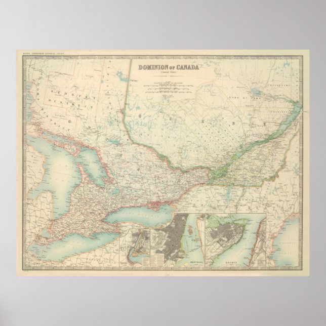 Vintage Map of Ontario and Quebec (1912) Poster (Front)