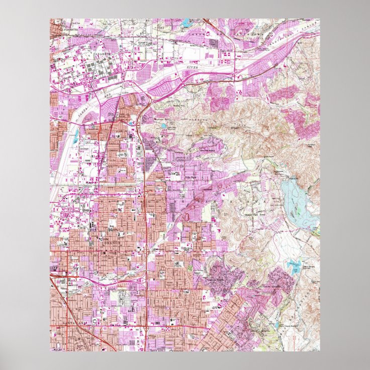 Vintage Map of Orange California (1964) Poster Zazzle