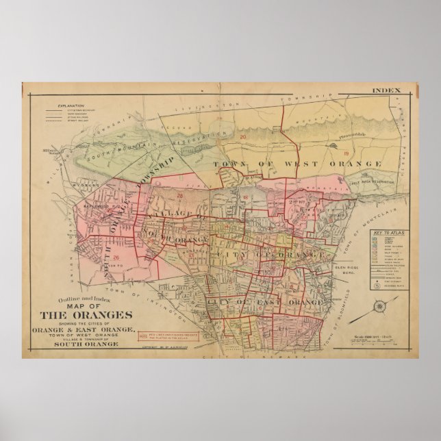 Vintage Map of Orange NJ (1911) Poster (Front)