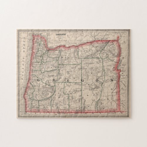 Vintage Map of Oregon 1883 Jigsaw Puzzle