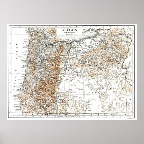 Vintage Map of Oregon 1911 2 Poster