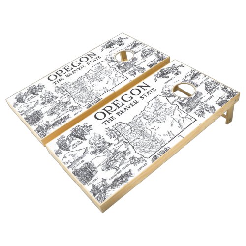 Vintage Map of Oregon 1912 _ BW Cornhole Set