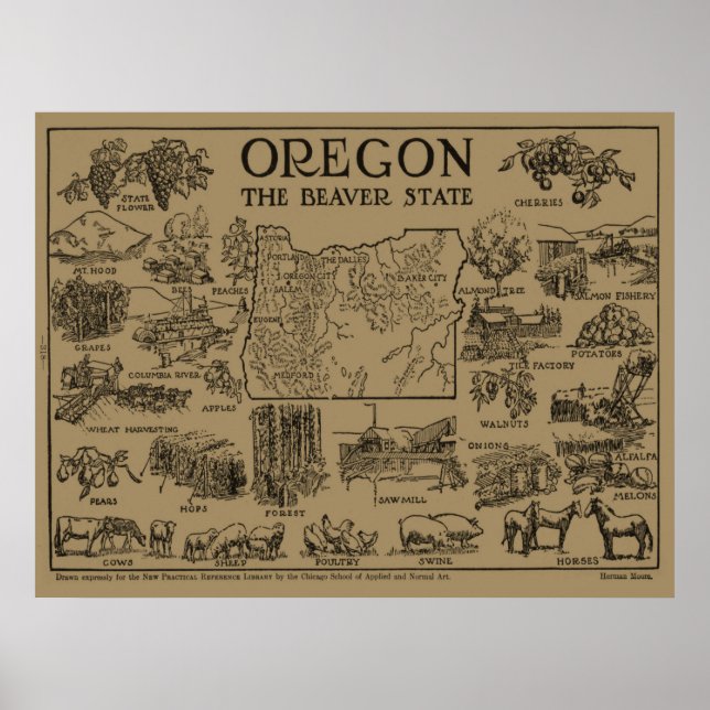 Vintage Map of Oregon (1912) Poster (Front)