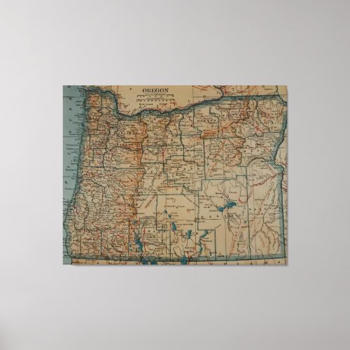 Vintage Map of Oregon 1921 Canvas Print