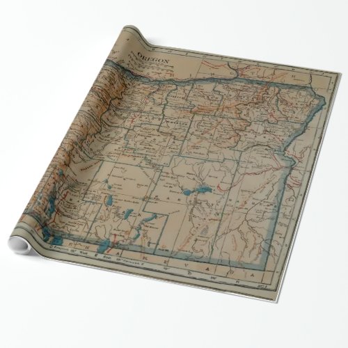 Vintage Map of Oregon 1921 Wrapping Paper