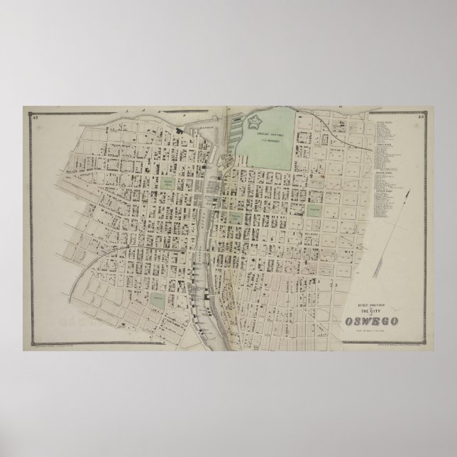 Vintage Map of Oswego NY (1867) Poster (Front)